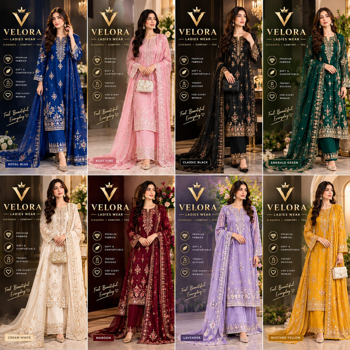 VELORA Women Elegant Casual Dress Premium Fashion Collection