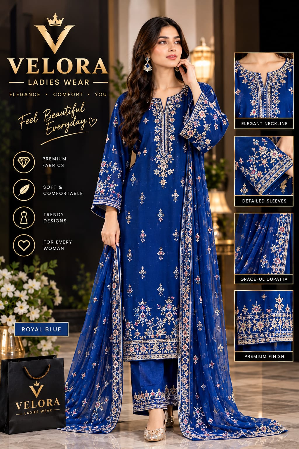 VELORA Women Elegant Casual Dress Premium Fashion Collection