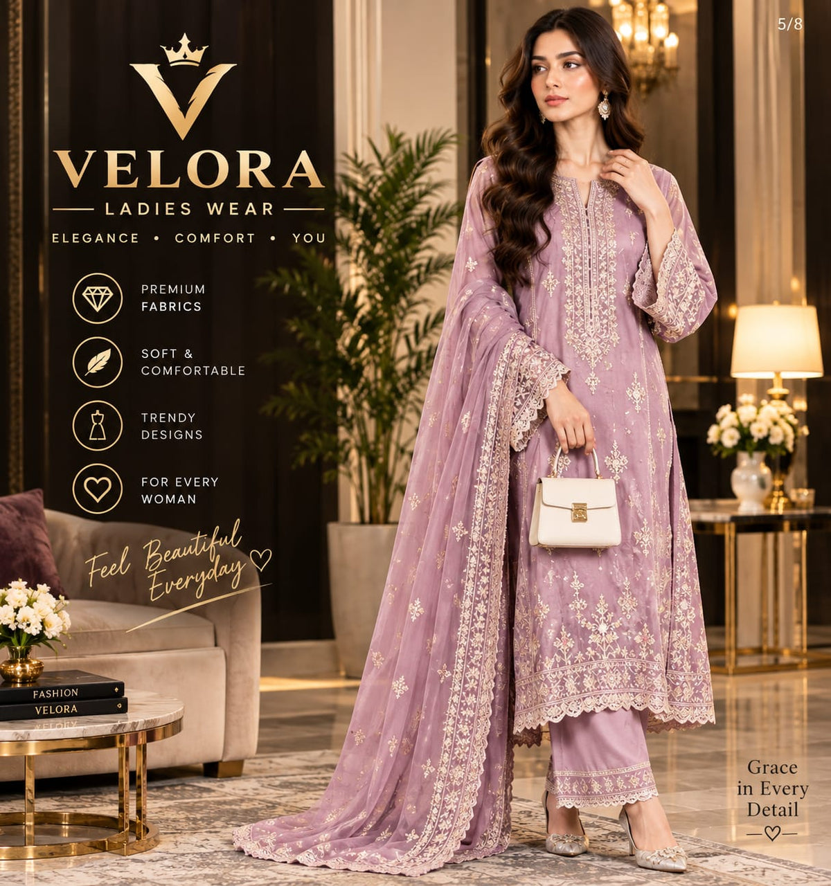 VELORA Women Elegant Casual Dress Premium Fashion Collection